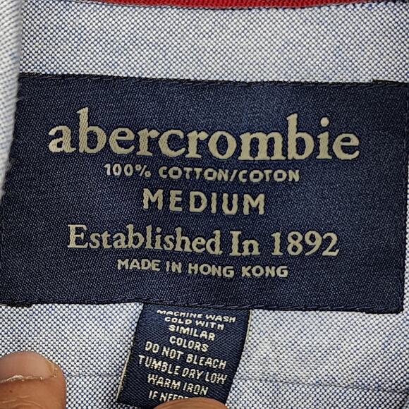 Abercrombie Shirt Boys Medium Button Up Long Sleeve Red Moose Hong Kong - Picture 3 of 10